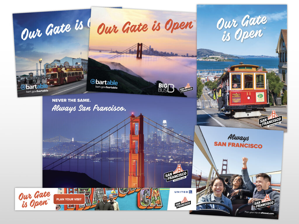 Image showing brand refresh of San Francisco Travel Association, new ads