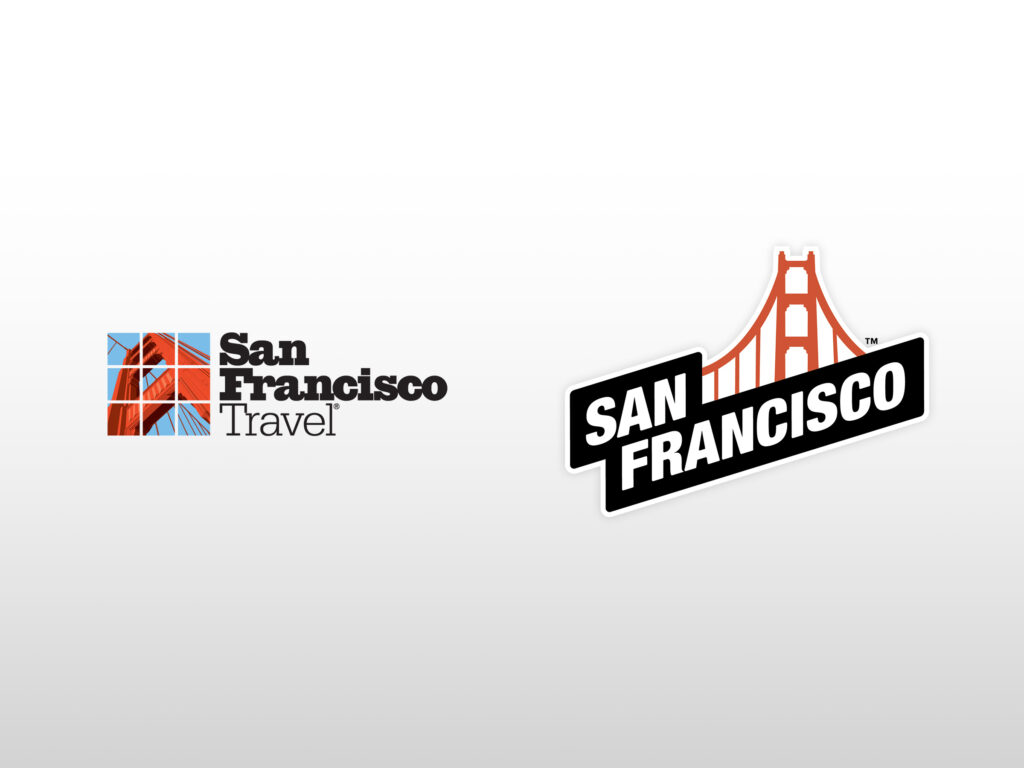 Image showing brand refresh of San Francisco Travel Association, old and new logos