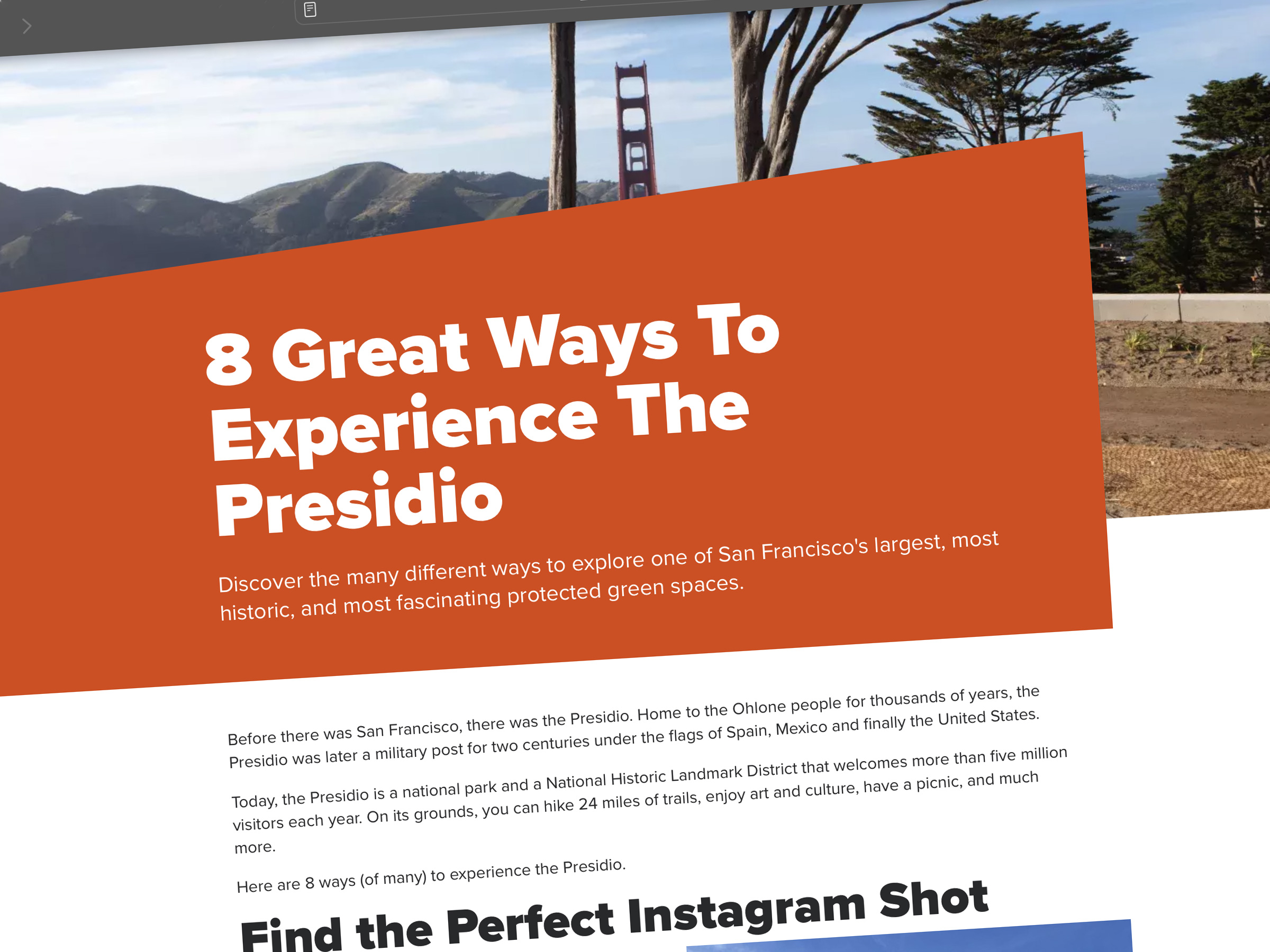 Image of an article page on sftravel.com