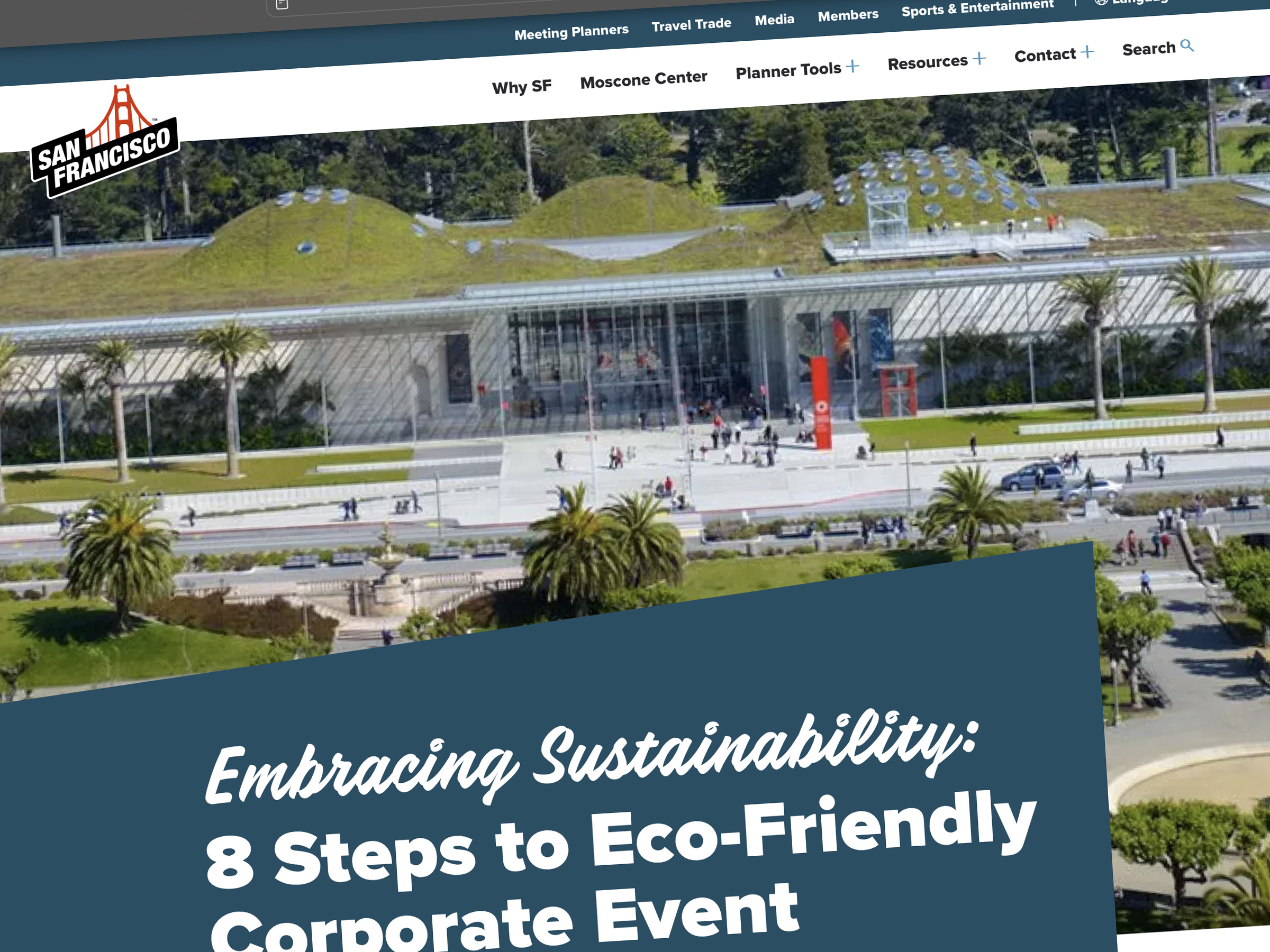 Image of a meetings article page on sftravel.com