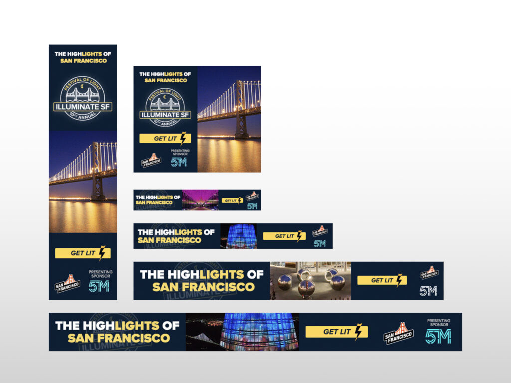 Web banners for the Illuminate SF campaign